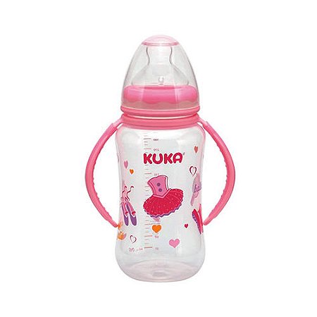 Copo kuka anti-vazamento rosa c/alca 240ml