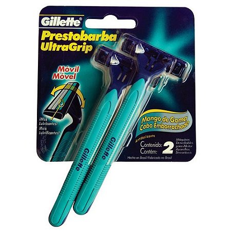 Aparelho prestobarba gillette ultragrip movel 2 unidades