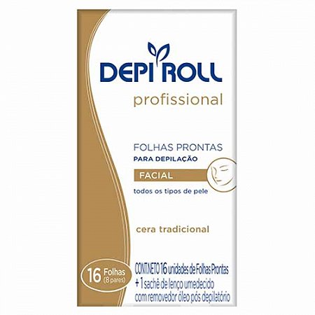 Depilatorio depi roll facial folhas tradicional 16 unidades