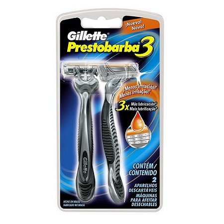 Aparelho de barbear prestobarba 3 masculino com 2 unidades