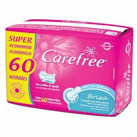 Absorvente carefree brisa sem perfume 60 unidades