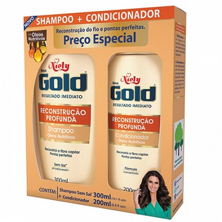 Shampoo e condicionador gold reconstrucao profunda 300ml