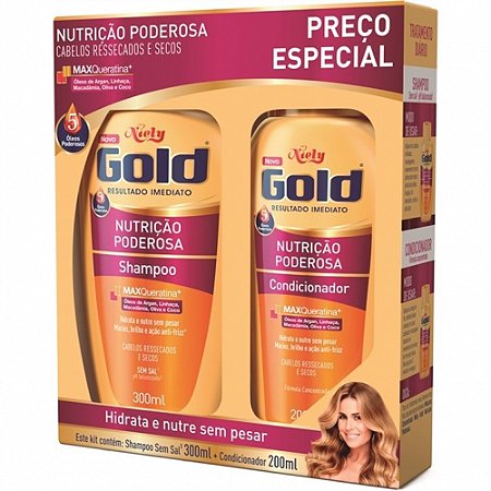 Kit niely gold nutricao poderosa shampoo 300ml + condicionador 200ml
