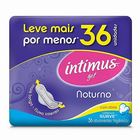 Absorvente intimus noturno suave com abas 36 unidades