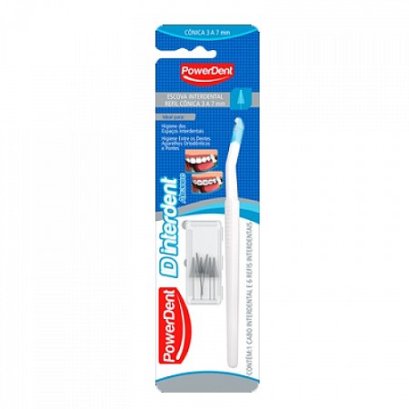 Escova interdental powerdent id alcance conico