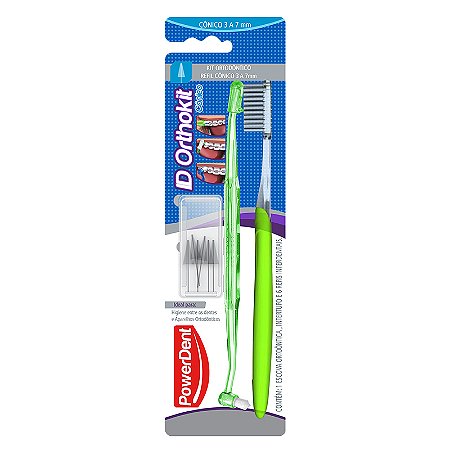 Kit ortodontico conico escova ortodontica + intertufo + 6 refis interdentais