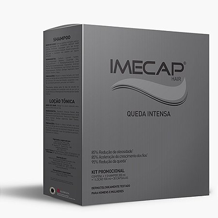 Kit imecap hair queda intensa  com 30 capsulas shampoo + locao