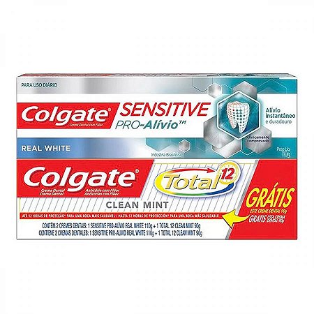 Kit creme dental colgate sensitive pro alivio 110g gratis creme dental total 12