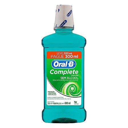 Enxaguatorio bucal oral-b hortela leve 500ml pague 300ml
