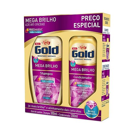 Kit shampoo 300ml + condicionador 200ml niely mega brilho