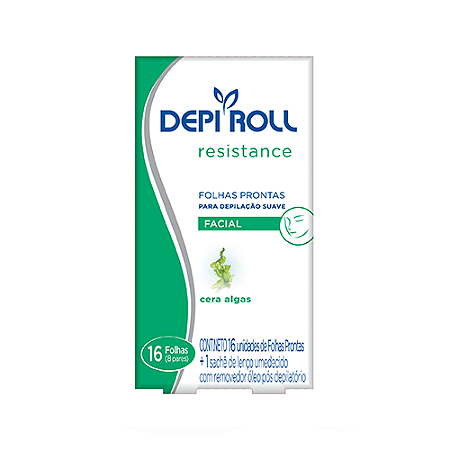 Folhas prontas para depilacao facial depi-roll algas 16 unidades