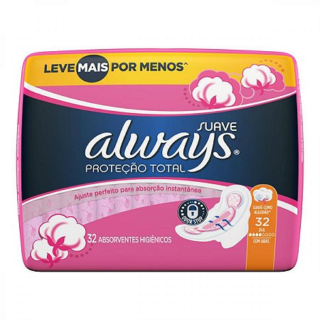 Absorvente always maxi protecao suave com abas lv32pg26 unidades