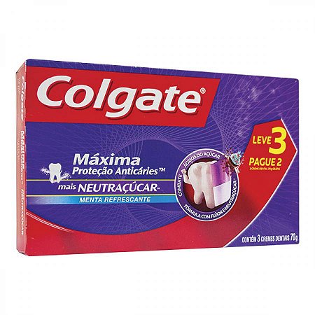 Creme dental colgate neutracucar 70g leve 3 pague 2