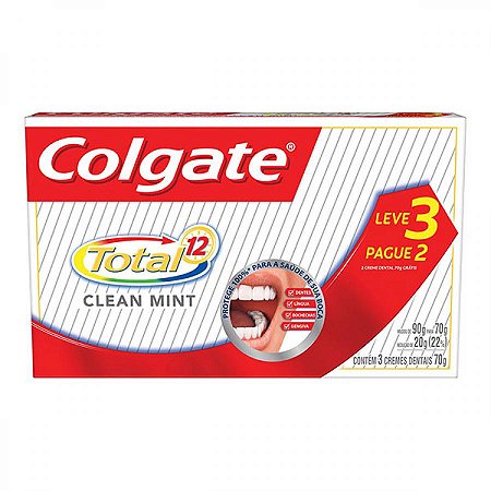 Creme dental colgate total 12 clean mint lv3pg2 70g