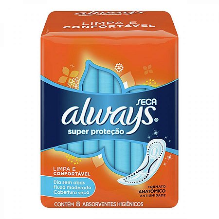 Absorvente always super protecao seca sem abas 8 unidades