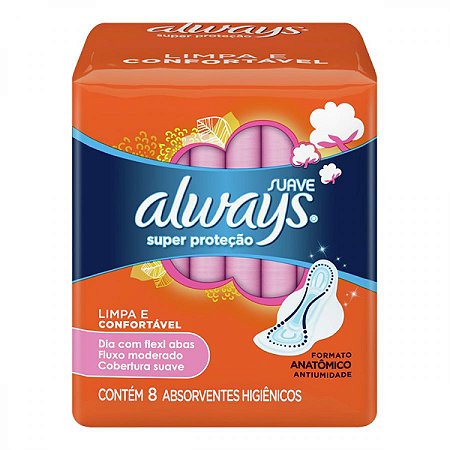 Absorvente always super protecao suave com abas 8 unidades