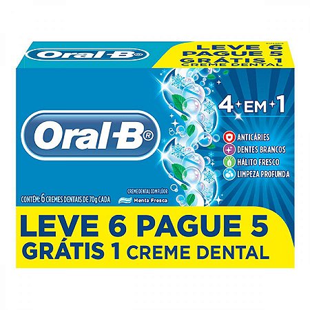 Creme dental oral-b 4em1 leve 6 pague 5 unidades de 70g
