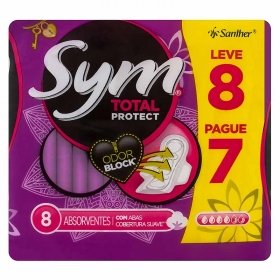 Absorvente sym 360? cobertura suave com abas leve 08 pague 07 unidades