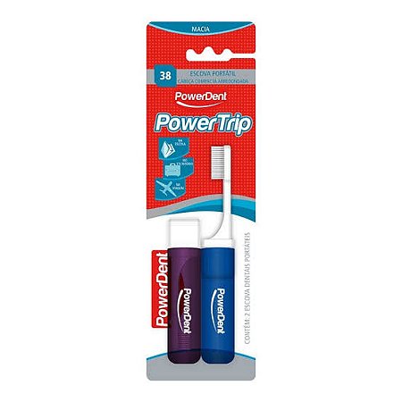 Escova portatil powerdent power trip 2 unidades