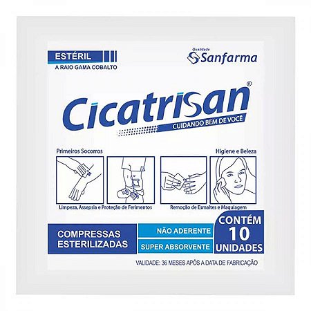 Compressa nao aderente cicatrisan 10 unidades