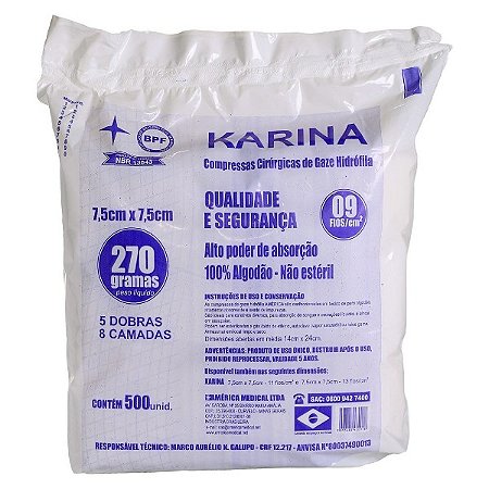 Compressa de gaze karina/america 11fios