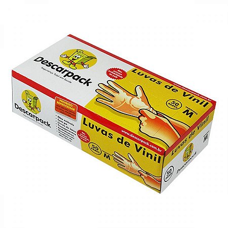 Luva descarpack vinil g com 100 unidades