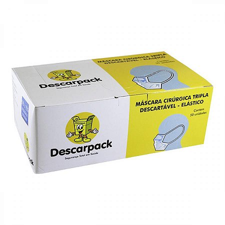Mascara tripla descartavel descarpack com elastico 50 unidades