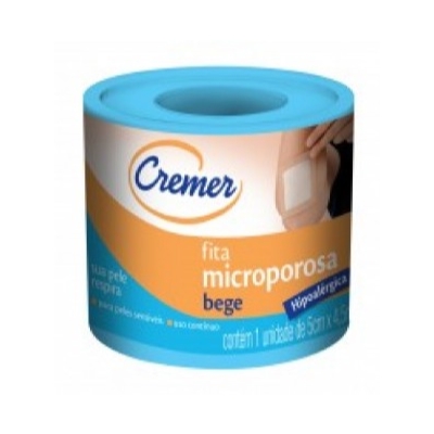 Fita microporosa bege cremer 5cm x 4,5m