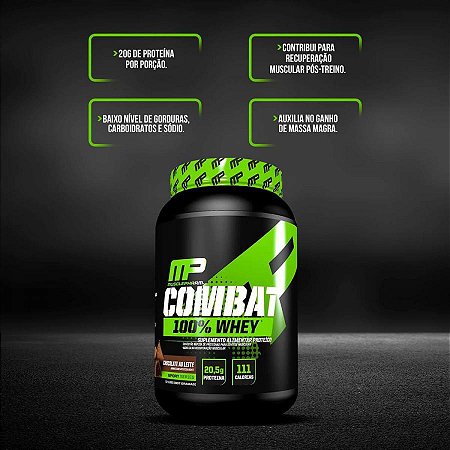 Whey 100% combat 907g chocolate ao leite