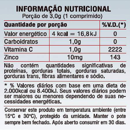 Vitamina C 1gr+zinco C/30cpds Eferv