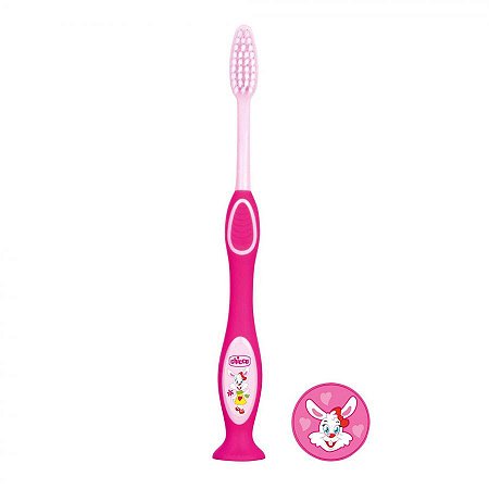 Escova de dente infantil chicco 3-6 anos milk teeth rosa/roxo