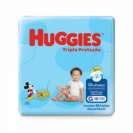 Fralda huggies tripla protecao g 18 unidades