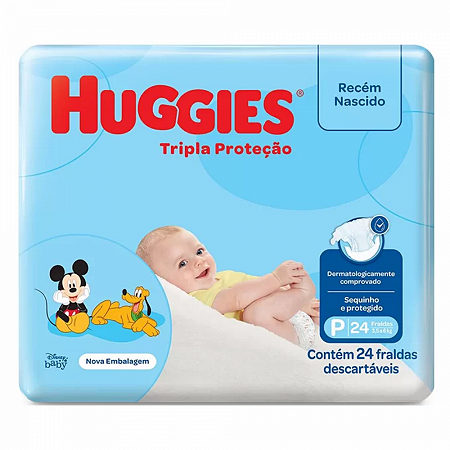 Fralda huggies tripla protecao p 24 unidades