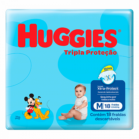 Fralda huggies tripla protecao m 18 unidades