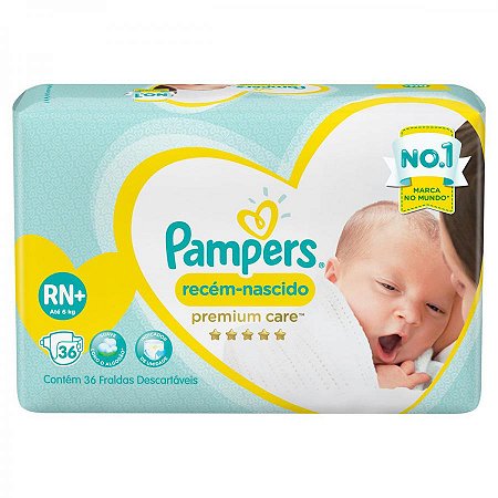 Fralda pampers premium care rn 36 unidades