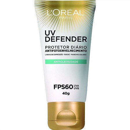 Protetor solar facial l'oreal paris uv defender antioleosidade fps60 40g
