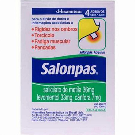 Salonpas adesivo pequeno c/4unids