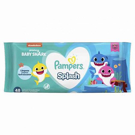 Lenco umedecido pampers splash baby shark com 48 unidades