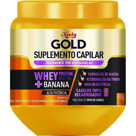 Creme de tratamento niely gold suplemento capilar whey 800g