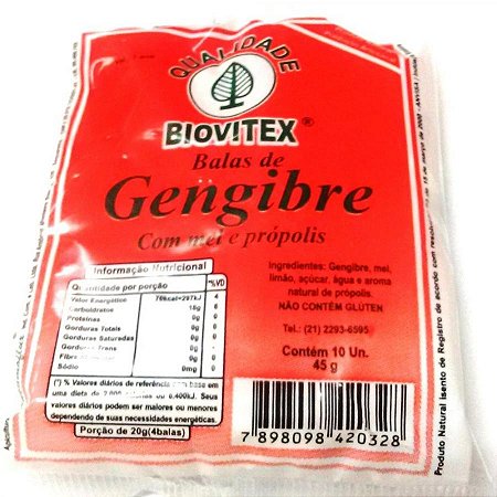 Bala de gengibre 38g - 10 un belvcaps