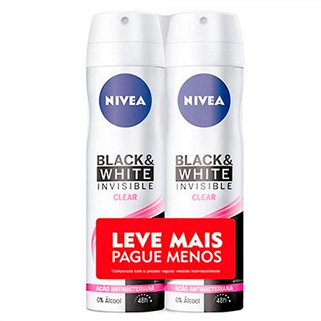 Kit desodorante aerosol nivea black&white invisible clear com 2 unidades