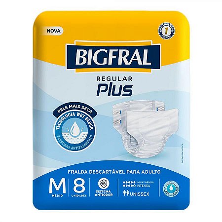 Fralda bigfral plus regular (m) 8unid