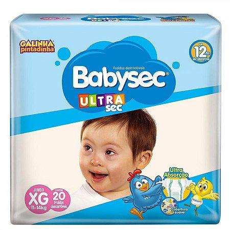 Fralda descartavel babysec ultra jumbo xg 20 unidades