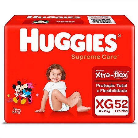 Fralda huggies supreme care hiper xg c/52un
