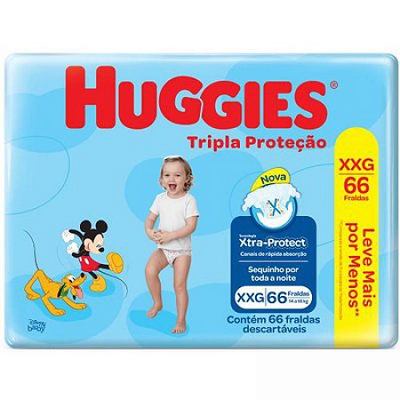 Fralda huggies tripla prot mega xxg c/66un