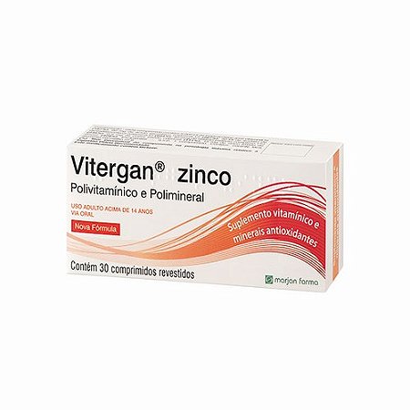 Vitergan zinco com 30 comprimidos