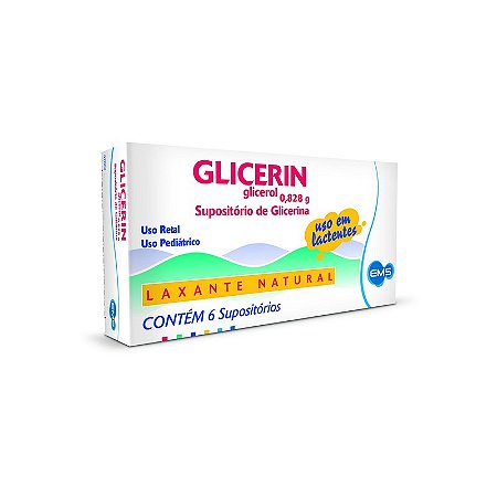 Glicerin supositorio infantil com 6 unidades