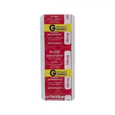 Paracetamol 500mg, blister com 10 comprimidos