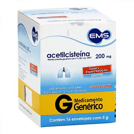 Acetilcisteina granulado 200mg 16 envelopes com 5g