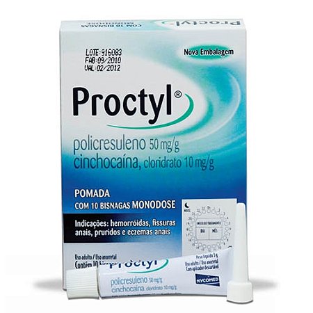 Proctyl pomada monodose com 10 bisnagas de 3g